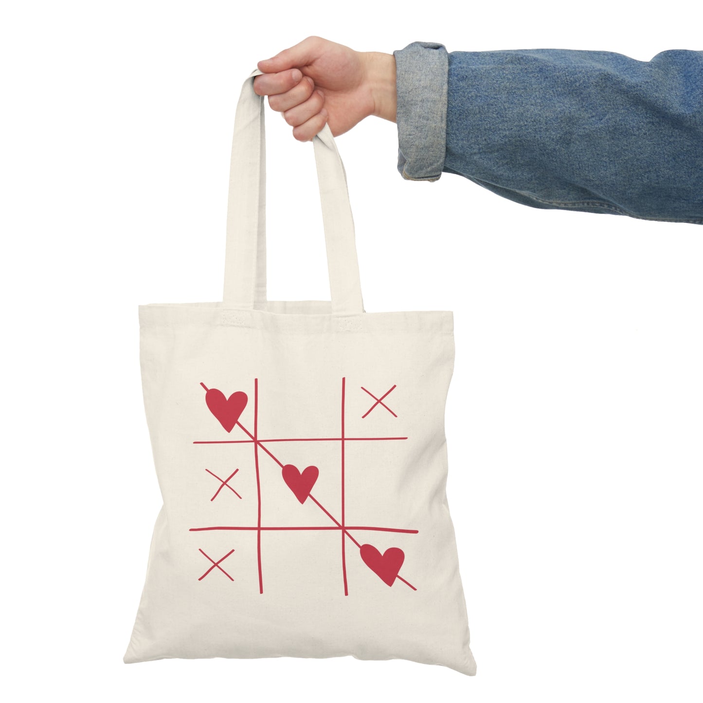 Natural Tote Bag- 3 Hearts Print