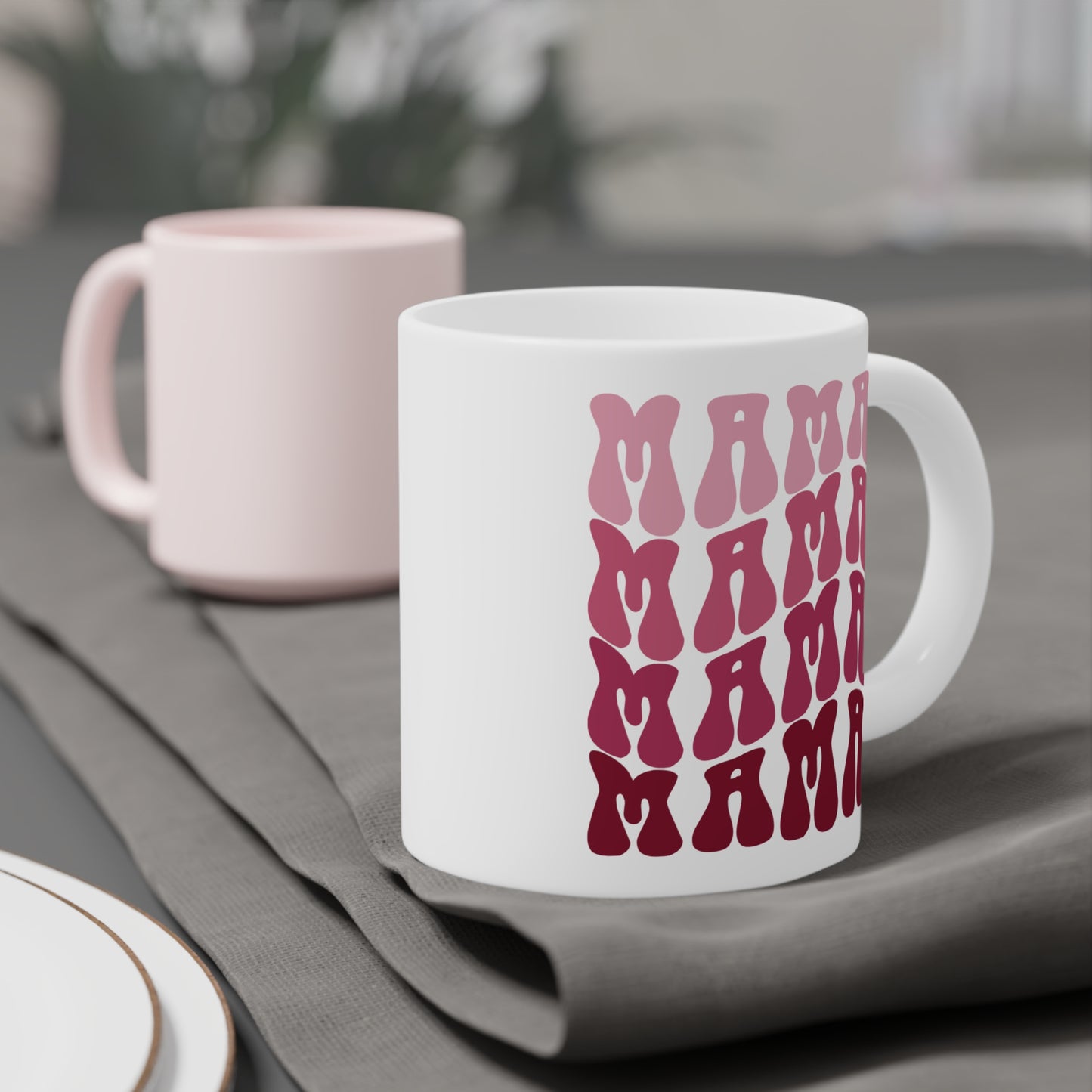Ceramic Mug- Pink MAMA Print