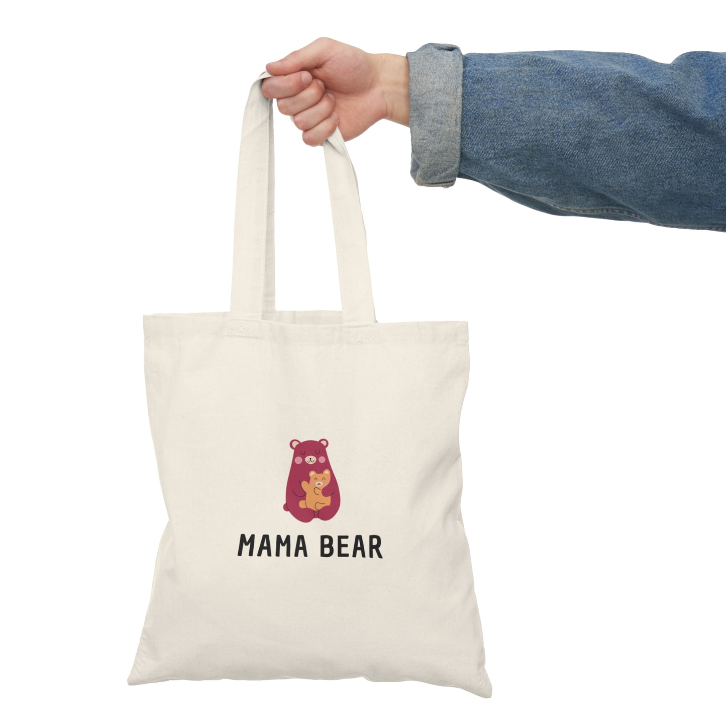 Natural Tote Bag - Pink Mama Bear