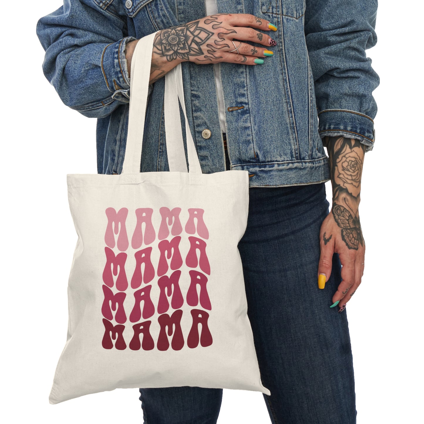 Natural Tote Bag - Pink MAMA Print