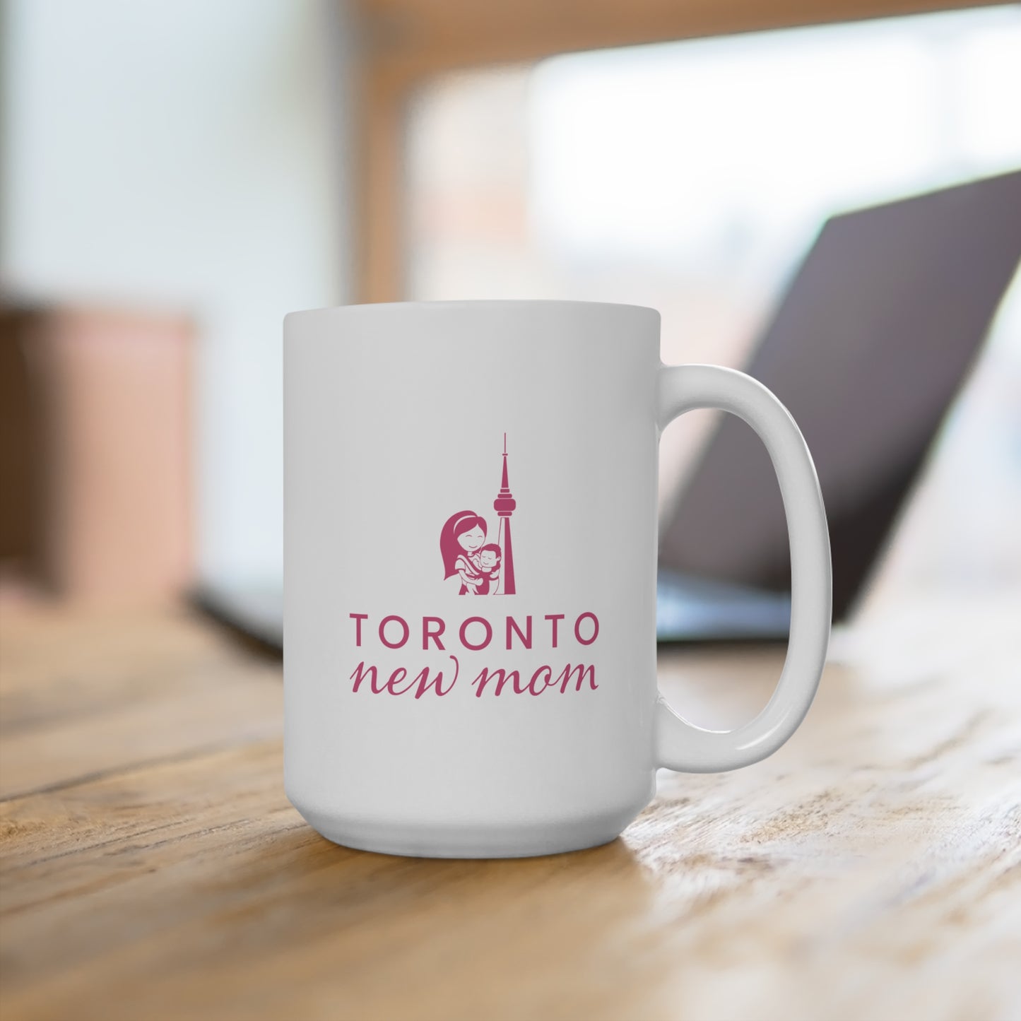 Ceramic Mug- Toronto New Mom- Pink print on white mug