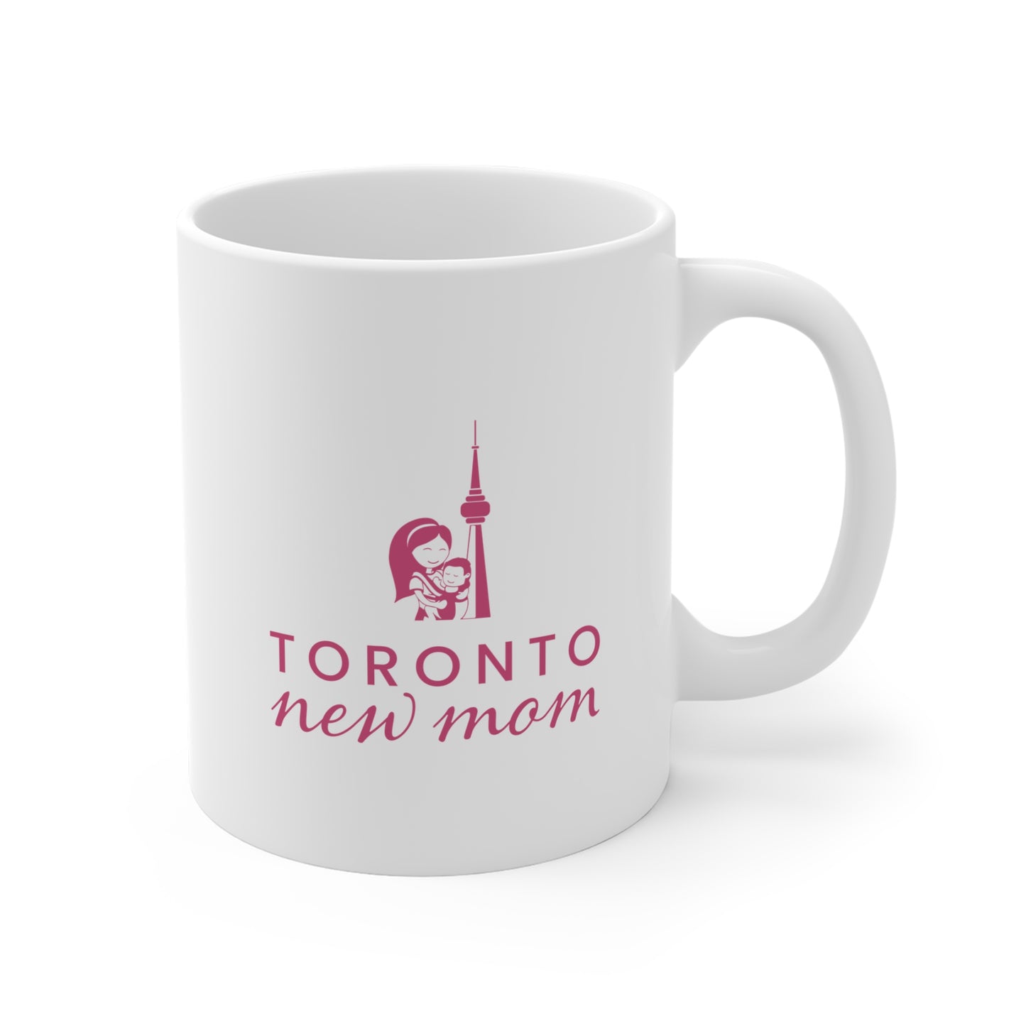 Ceramic Mug- Toronto New Mom- Pink print on white mug